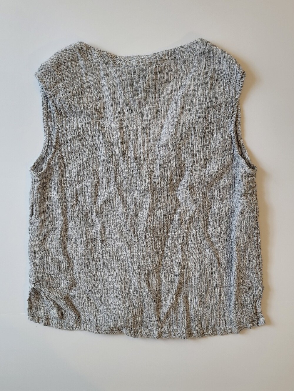 Tahari 100% Linen V-Neck Button Front Crop Vest Top Grey White XS - Picture 5 of 11